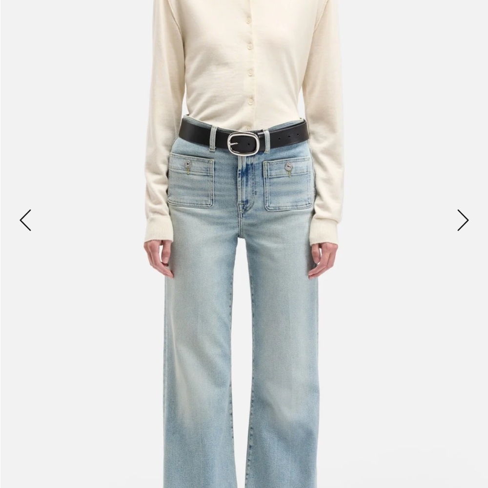 7 For All Mankind Light wash Wide Leg Jeans with front patch pockets